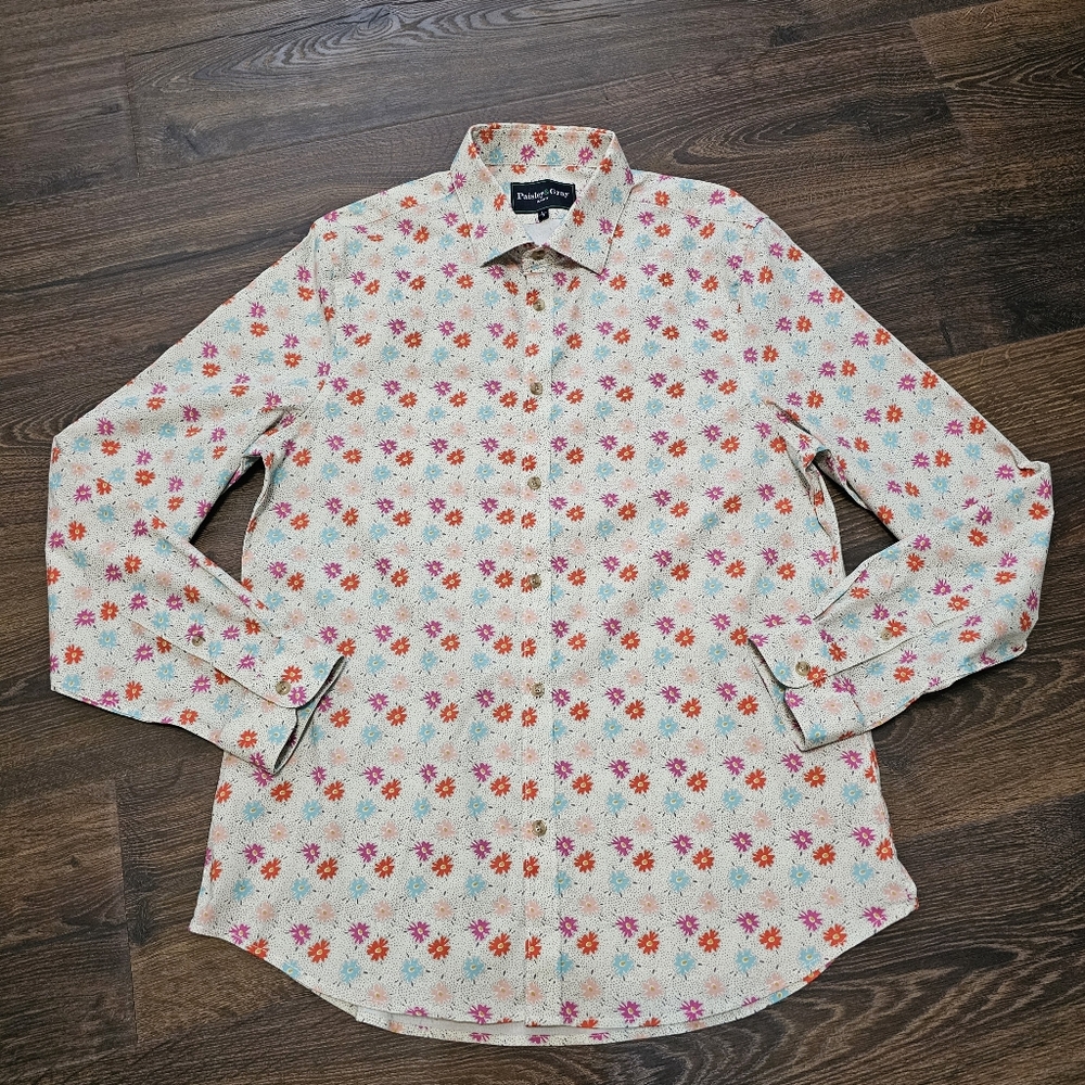 Paisley & Gray Slim Fit Shirt Men's Button Long Sleeve Floral Size Large/17